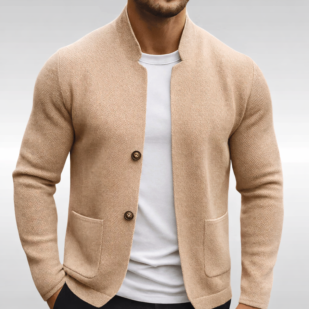 LAURENT MONACO | GILET À COL MANDARIN EN MAILLE POUR HOMMES