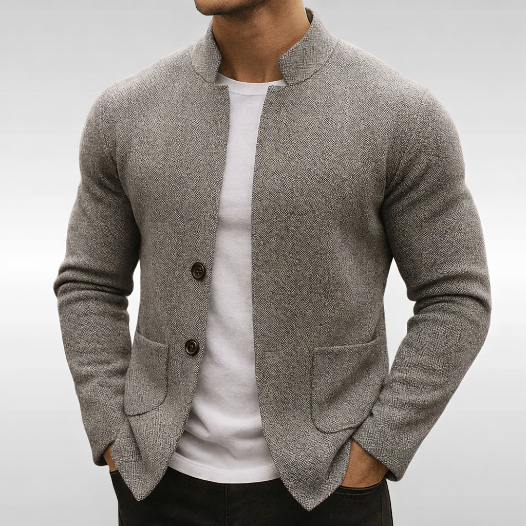 LAURENT MONACO | GILET À COL MANDARIN EN MAILLE POUR HOMMES