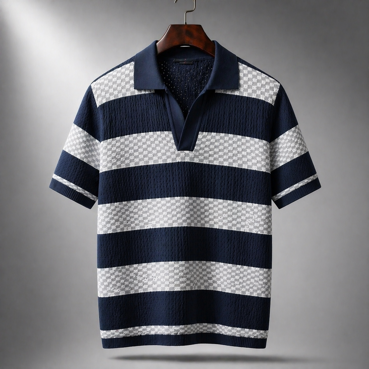 LAURENT MONACO | POLO À RAYURES TEXTURÉES POUR HOMMES