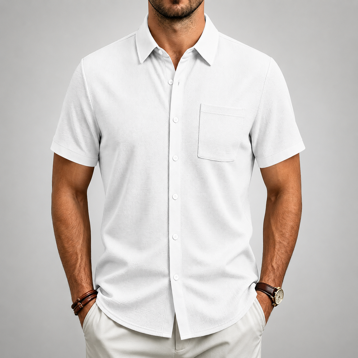 LAURENT MONACO | CHEMISE À BOUTONS TEXTURÉE POUR HOMMES