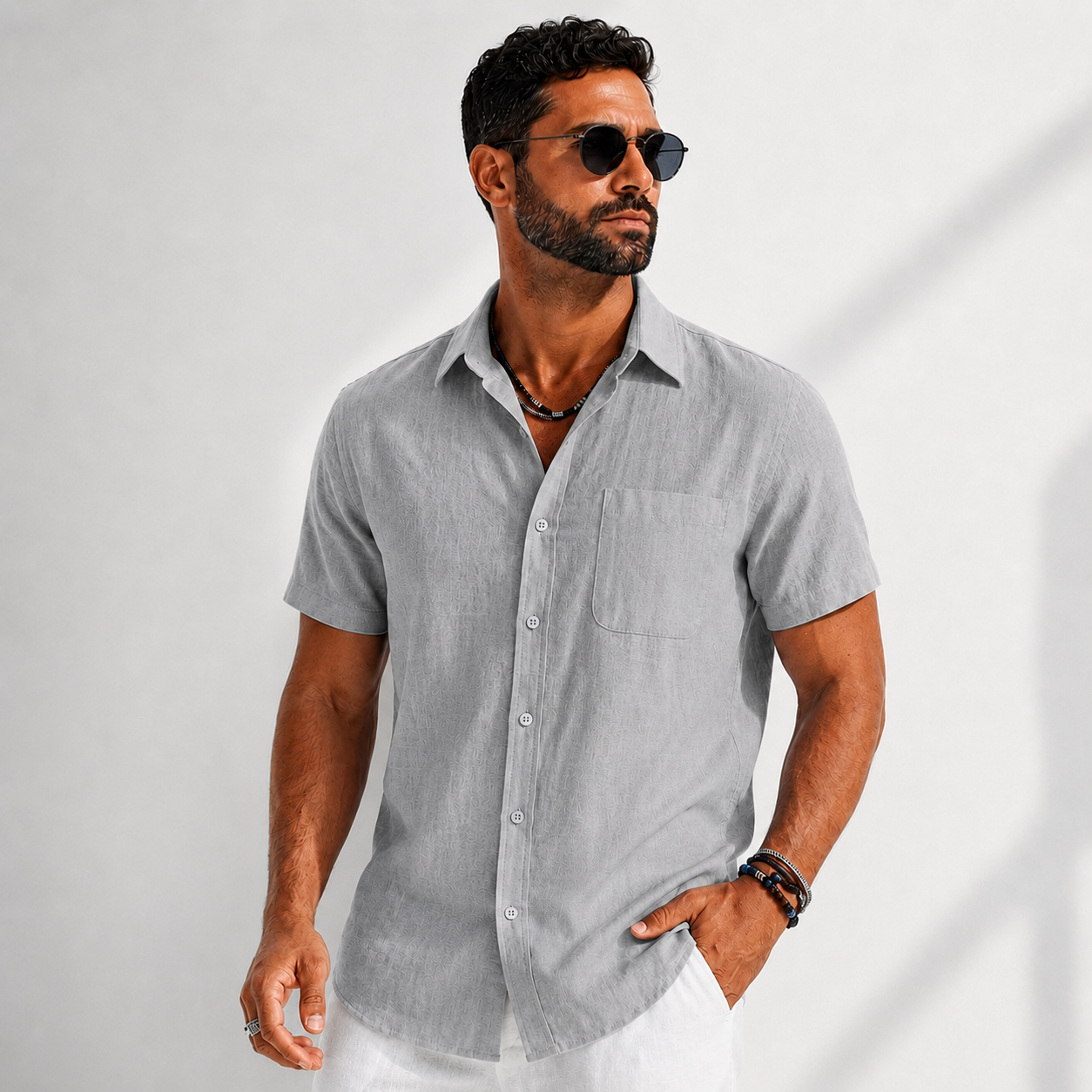 LAURENT MONACO | CHEMISE À BOUTONS DÉCONTRACTÉE POUR HOMMES