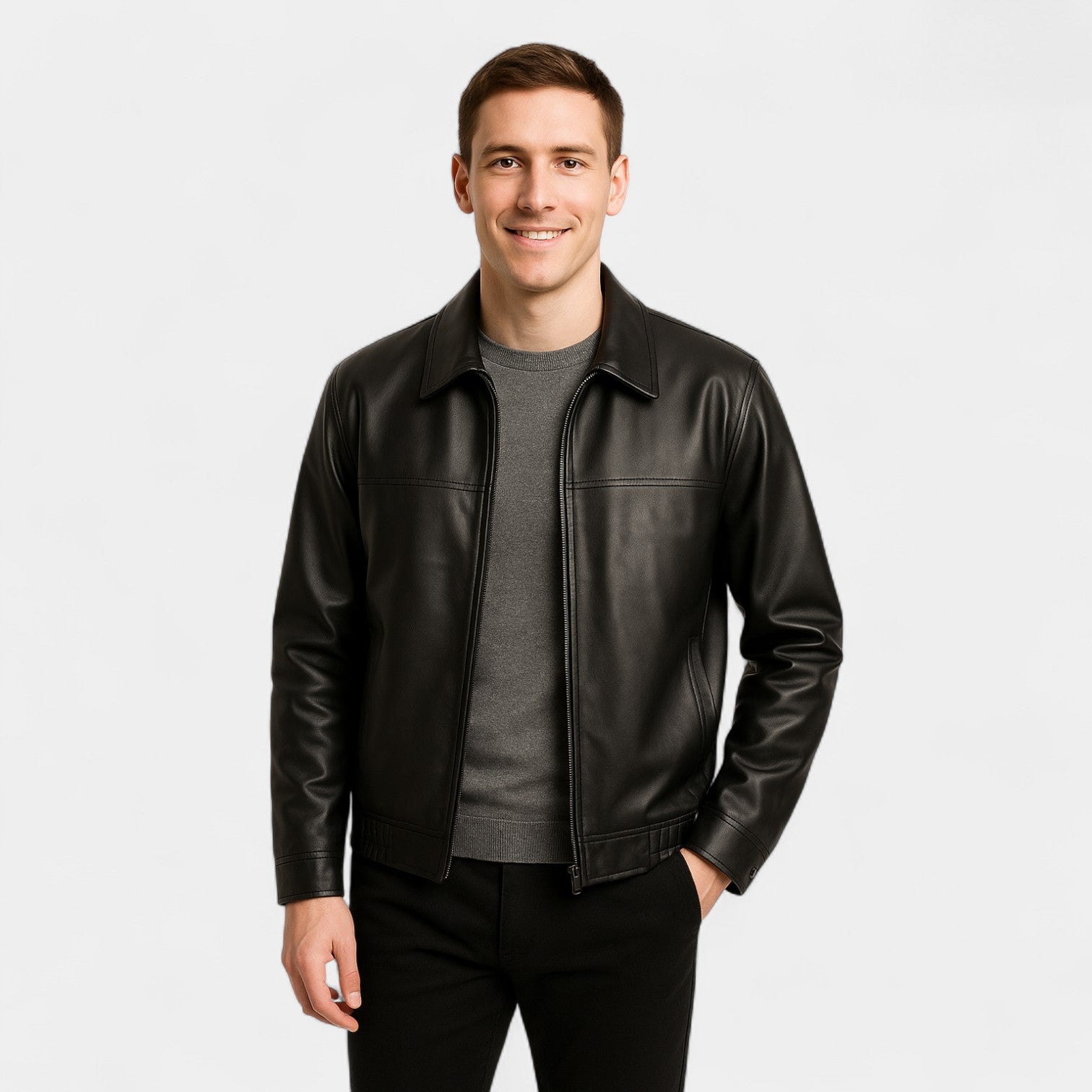 LAURENT MONACO | MANTEAU EN CUIR SYNTHÉTIQUE STRUCTURÉ POUR HOMMES