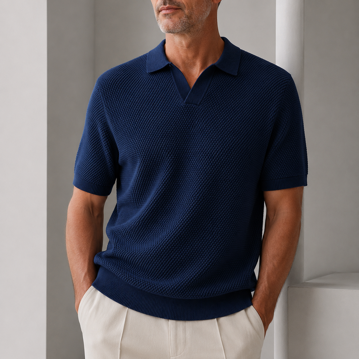 LAURENT MONACO | POLO À TEXTURE TISSÉE POUR HOMMES