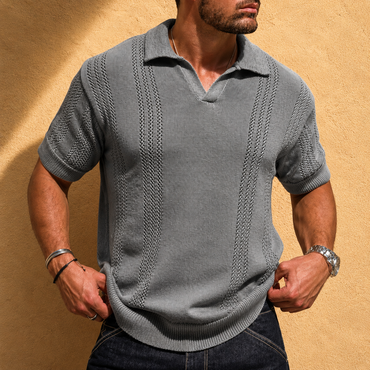 LAURENT MONACO | POLO À MAILLE AÉRÉE POUR HOMMES