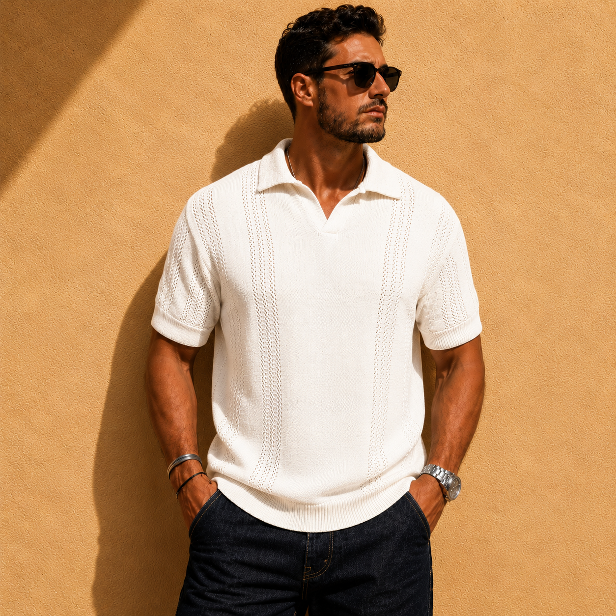 LAURENT MONACO | POLO À MAILLES AÉRÉES POUR HOMMES