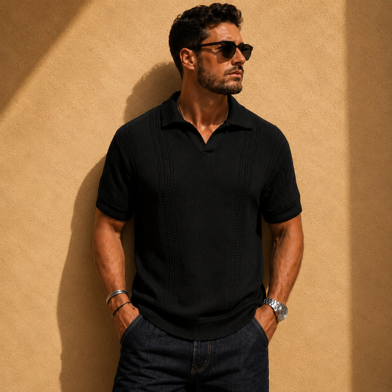 LAURENT MONACO | POLO À MAILLES AÉRÉES POUR HOMMES