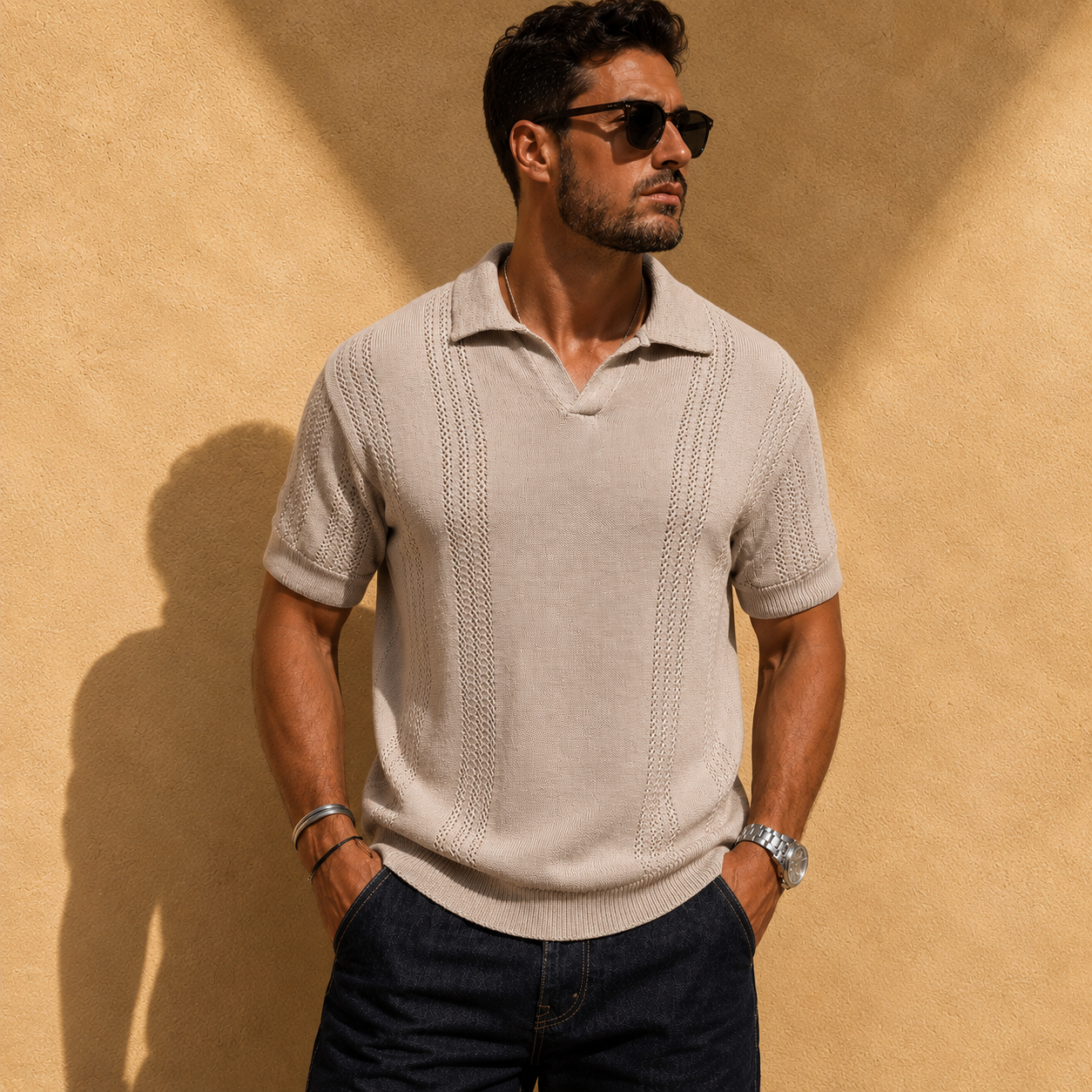 LAURENT MONACO | POLO À MAILLES AÉRÉES POUR HOMMES