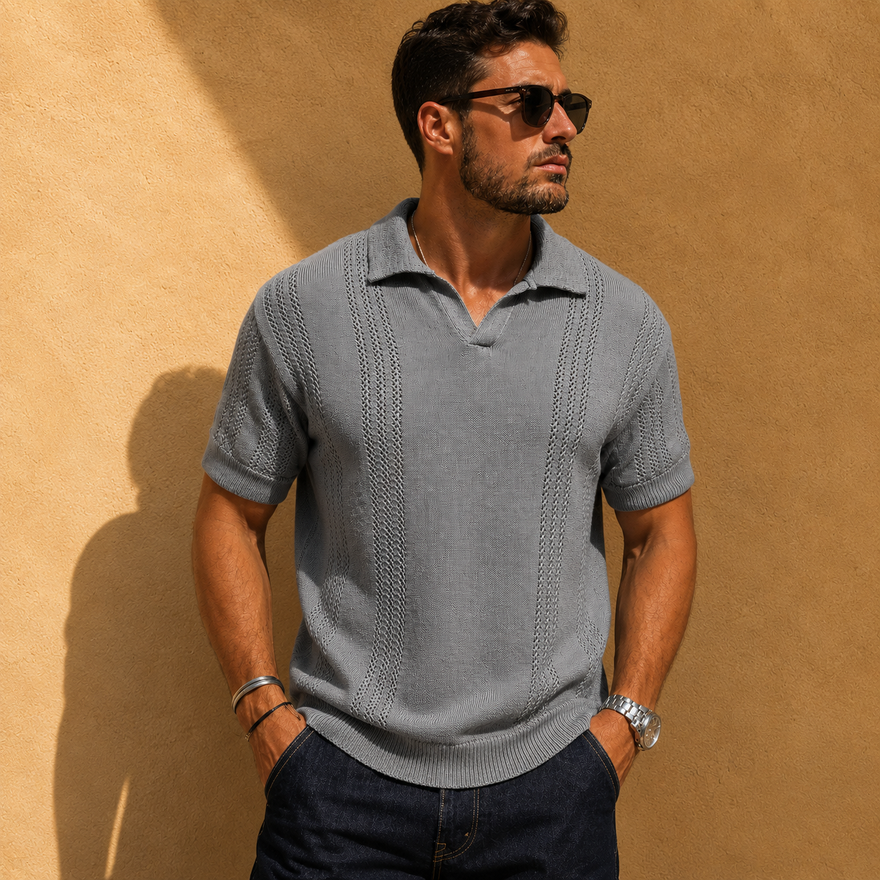 LAURENT MONACO | POLO À MAILLES AÉRÉES POUR HOMMES