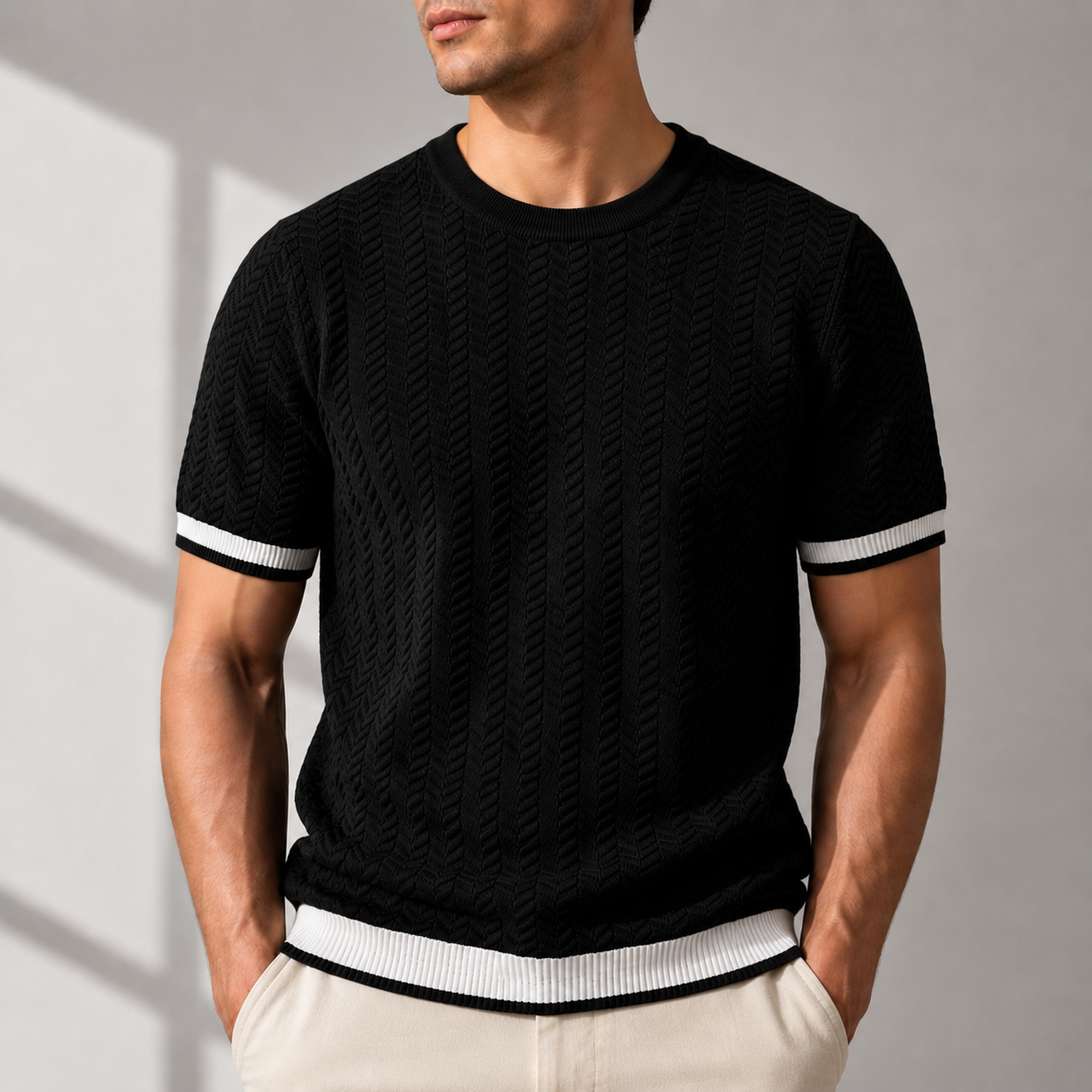 LAURENT MONACO | T-SHIRT EN MAILLE TEXTURÉE POUR HOMMES
