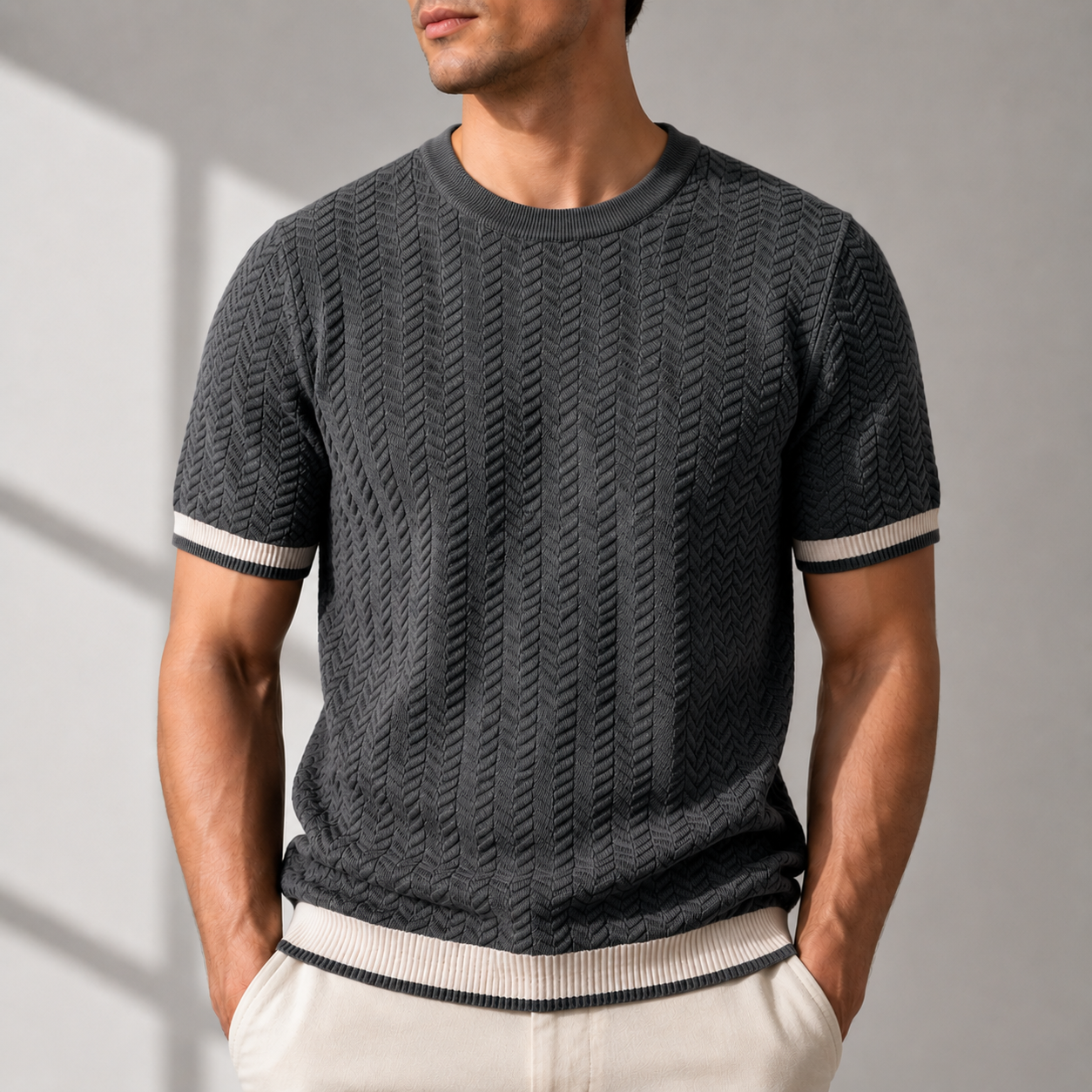 LAURENT MONACO | T-SHIRT EN MAILLE TEXTURÉE POUR HOMMES