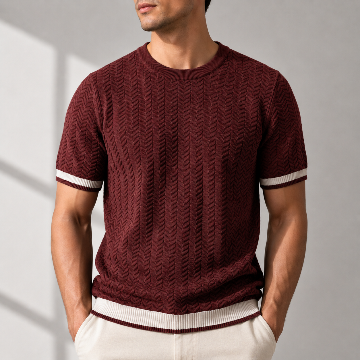 LAURENT MONACO | T-SHIRT EN MAILLE TEXTURÉE POUR HOMMES