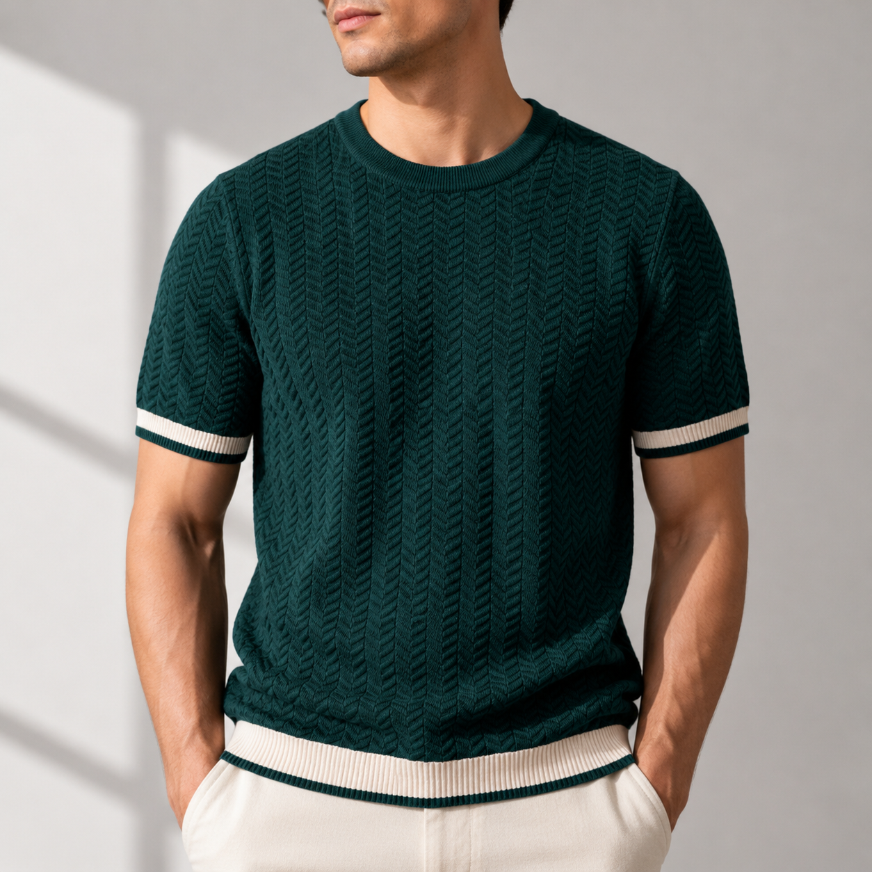 LAURENT MONACO | T-SHIRT EN MAILLE TEXTURÉE POUR HOMMES