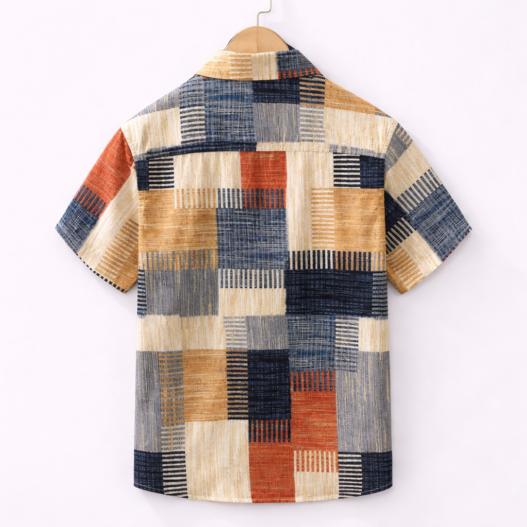 LAURENT MONACO | CHEMISE À MANCHES COURTES PATCHWORK POUR HOMMES