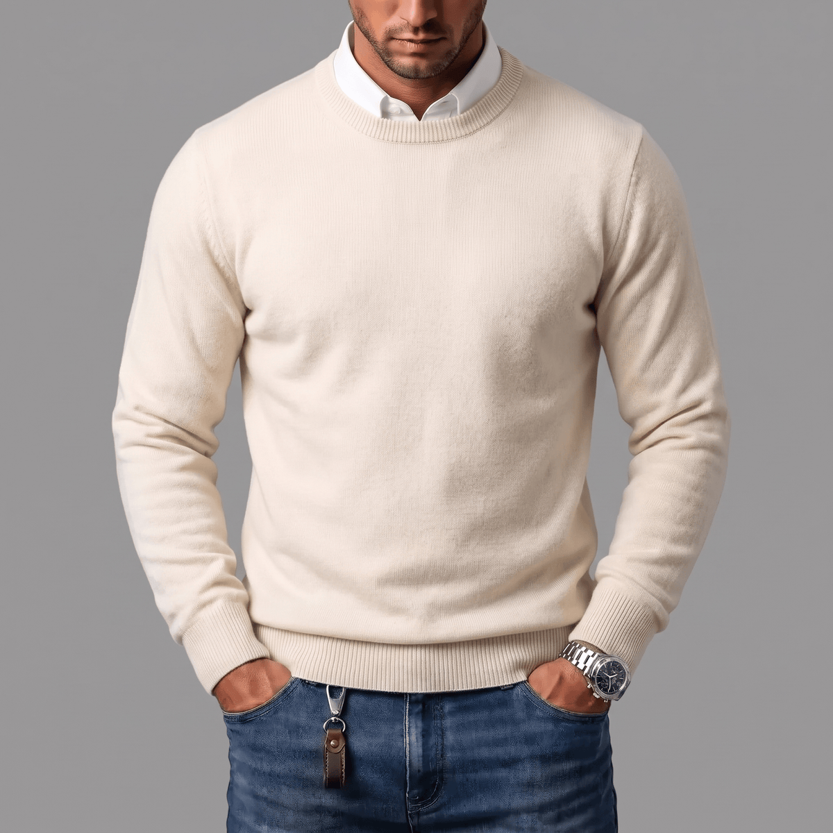 LAURENT MONACO | PULL À CÔTES CLASSIQUE POUR HOMMES