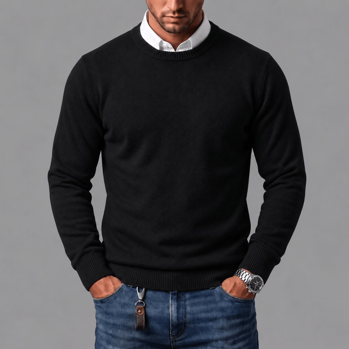 LAURENT MONACO | PULL À CÔTES CLASSIQUE POUR HOMMES