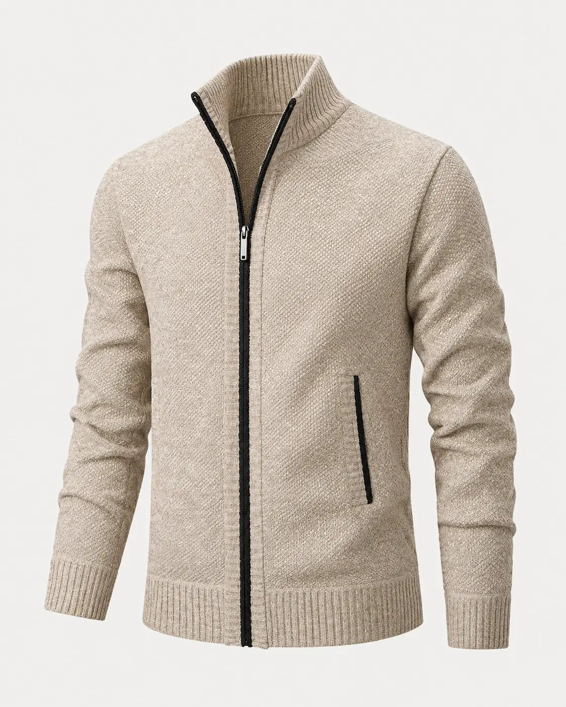 LAURENT MONACO | PULL À ZIP EN MAILLE COURRUE POUR HOMMES