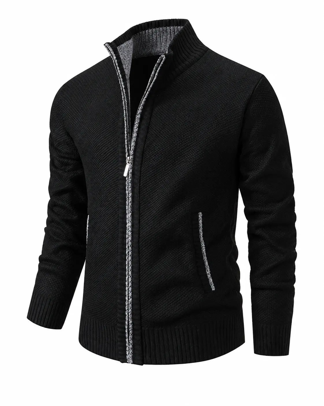 LAURENT MONACO | PULL À ZIP EN MAILLE COURRUE POUR HOMMES
