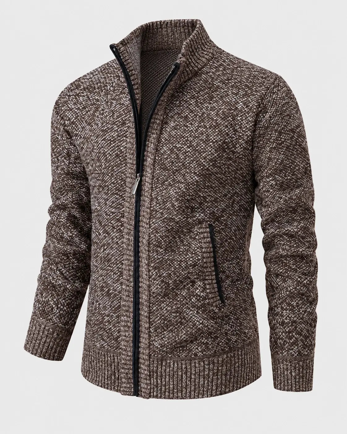 LAURENT MONACO | PULL À ZIP EN MAILLE COURRUE POUR HOMMES