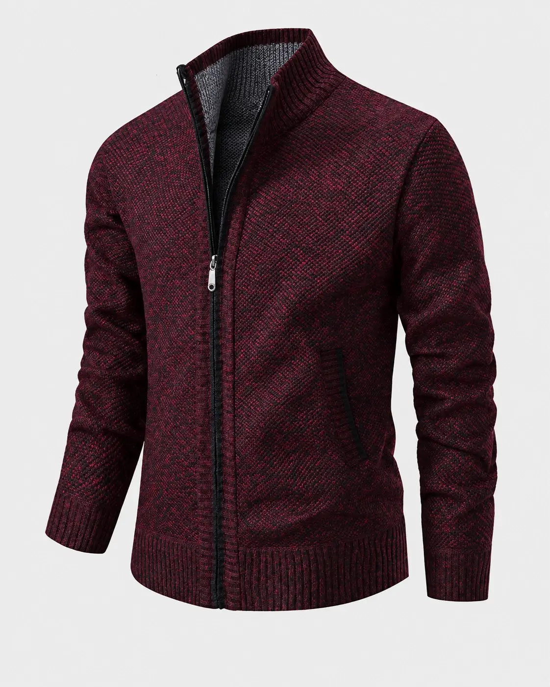 LAURENT MONACO | PULL À ZIP EN MAILLE COURRUE POUR HOMMES