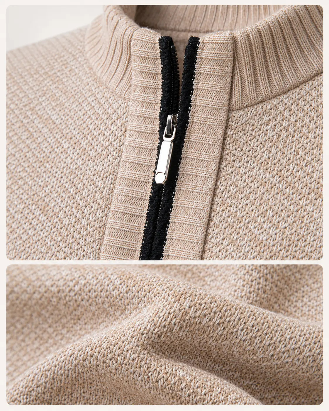 LAURENT MONACO | PULL À ZIP EN MAILLE COURRUE POUR HOMMES