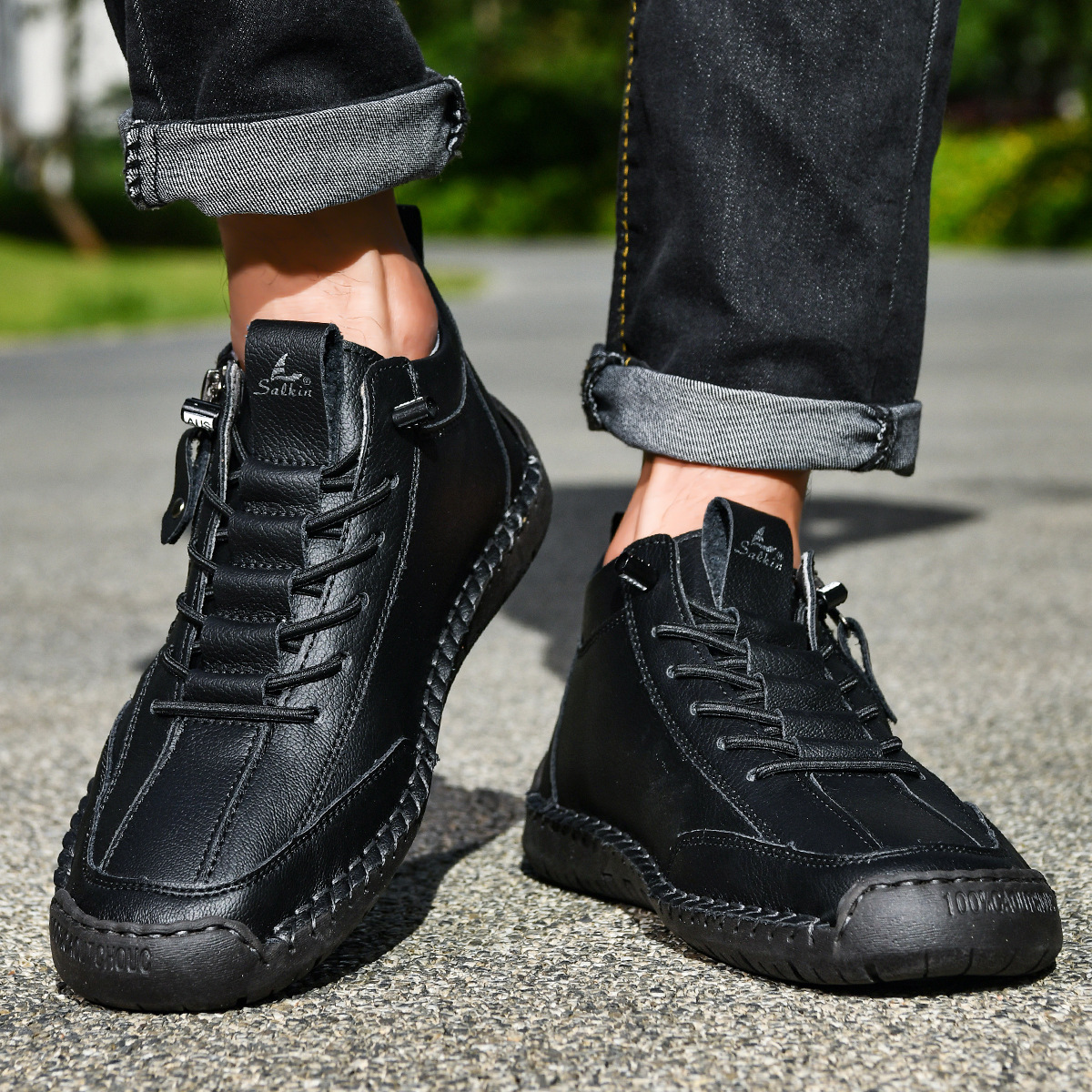 LAURENT MONACO | CHAUSSURES EN NABUK AVEC ZIP POUR HOMME