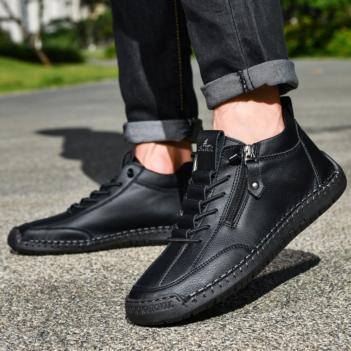 LAURENT MONACO | CHAUSSURES EN NABUK AVEC ZIP POUR HOMME