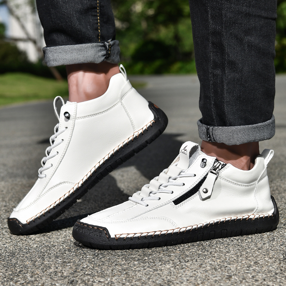 LAURENT MONACO | CHAUSSURES EN NABUK AVEC ZIP POUR HOMME
