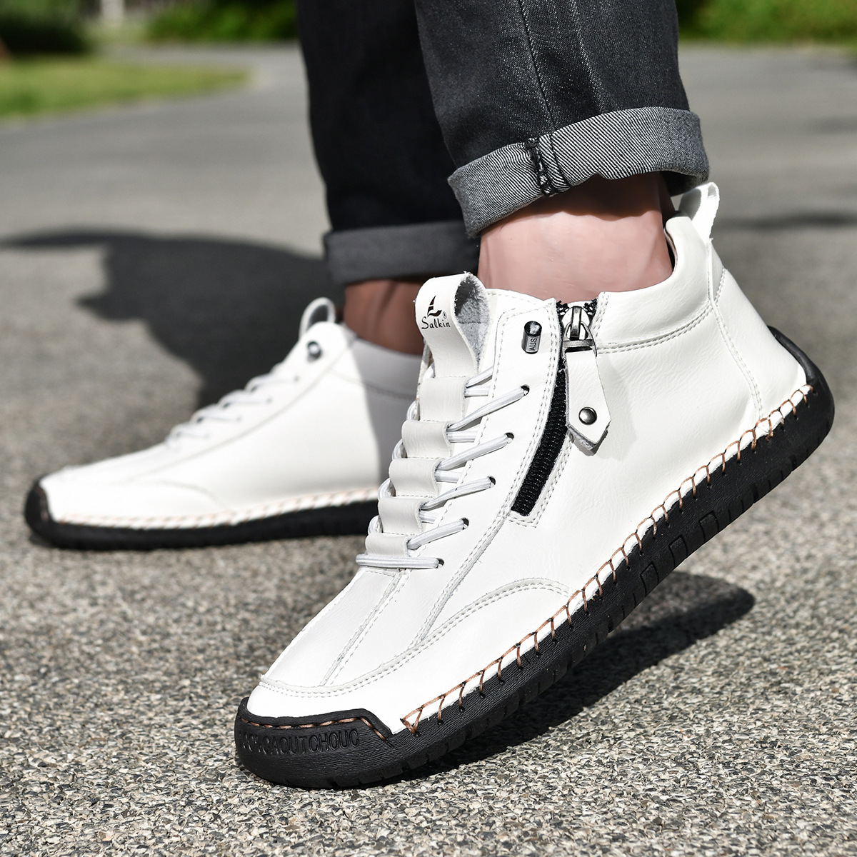 LAURENT MONACO | CHAUSSURES EN NABUK AVEC ZIP POUR HOMME