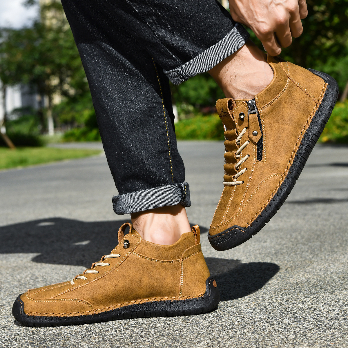 LAURENT MONACO | CHAUSSURES EN NABUK AVEC ZIP POUR HOMME