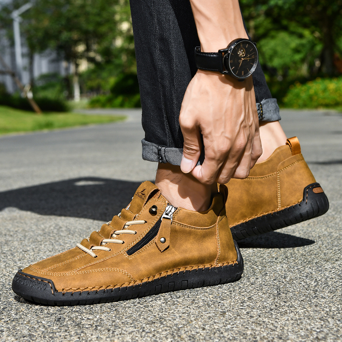 LAURENT MONACO | CHAUSSURES EN NABUK AVEC ZIP POUR HOMME