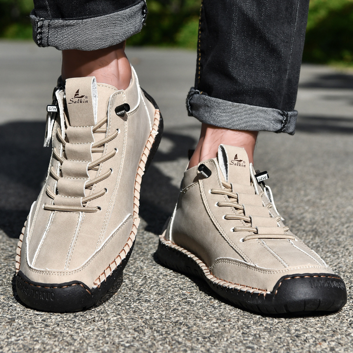 LAURENT MONACO | CHAUSSURES EN NABUK AVEC ZIP POUR HOMME