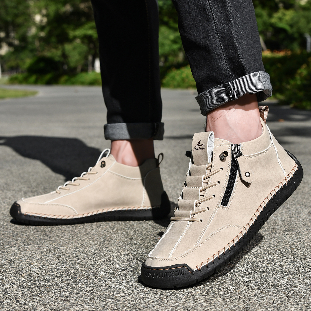 LAURENT MONACO | CHAUSSURES EN NABUK AVEC ZIP POUR HOMME