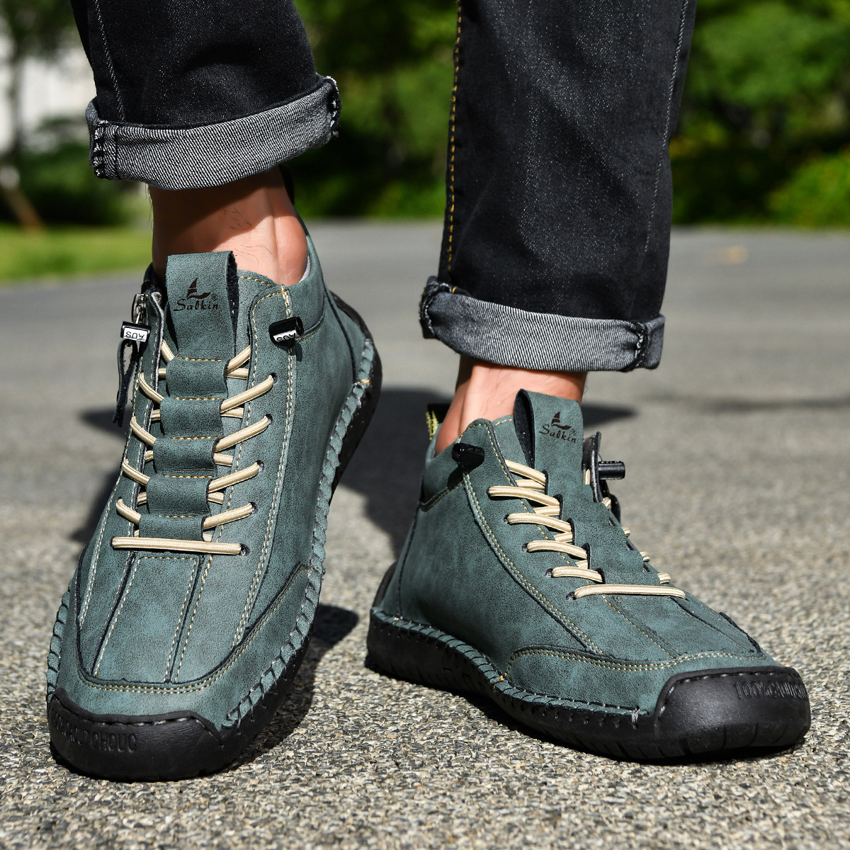 LAURENT MONACO | CHAUSSURES EN NABUK AVEC ZIP POUR HOMME