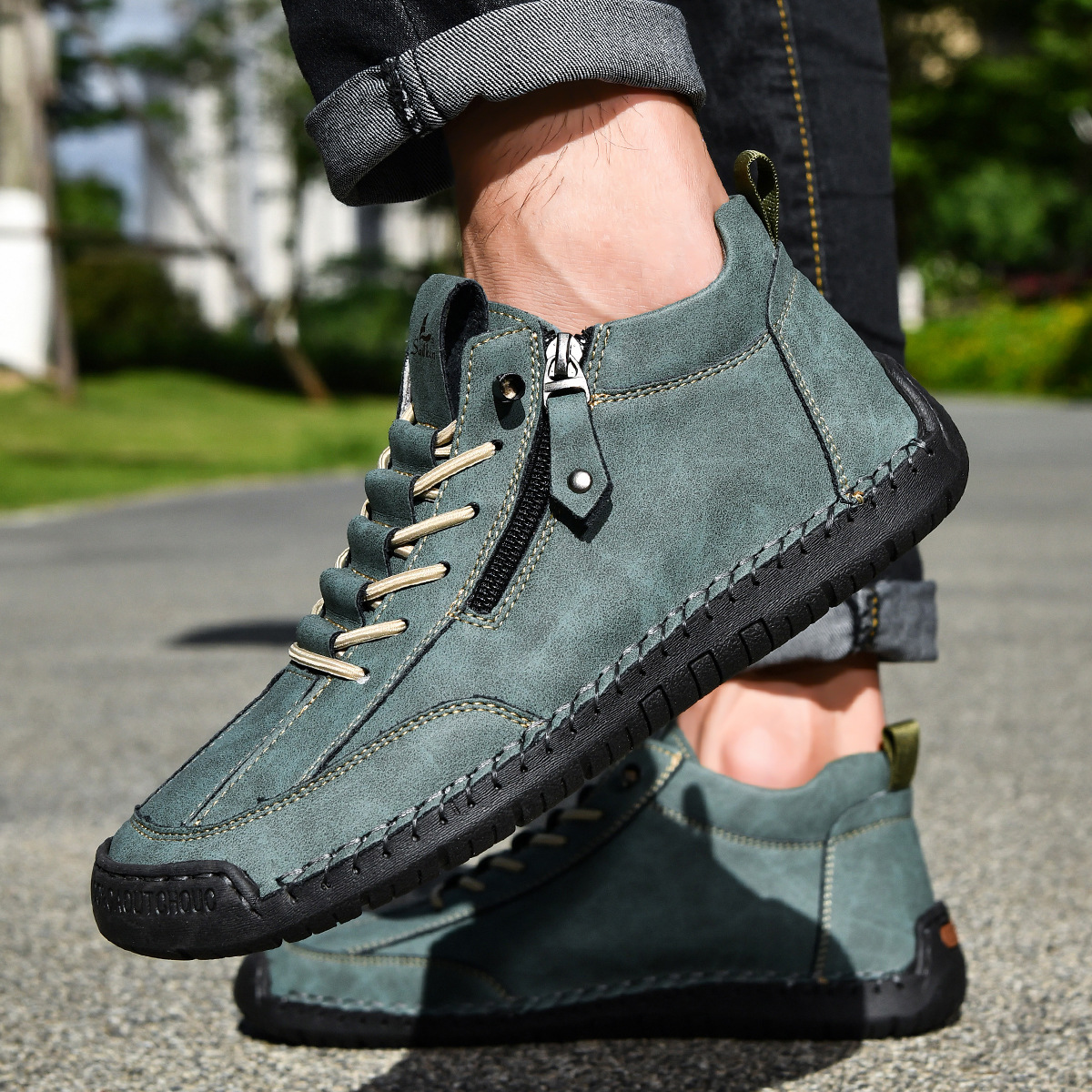 LAURENT MONACO | CHAUSSURES EN NABUK AVEC ZIP POUR HOMME