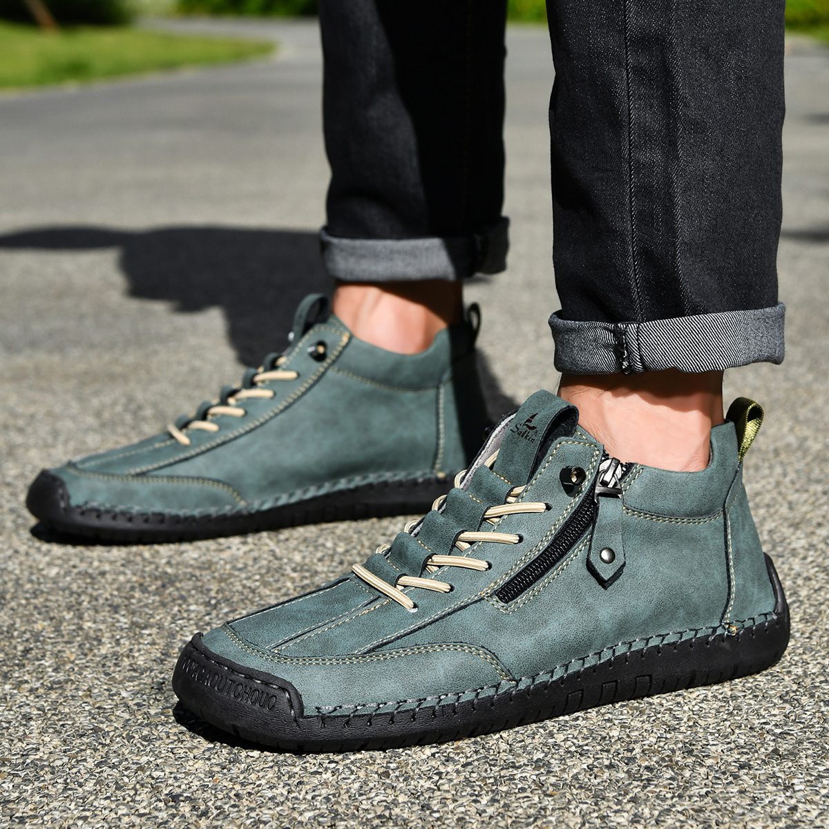 LAURENT MONACO | CHAUSSURES EN NABUK AVEC ZIP POUR HOMME