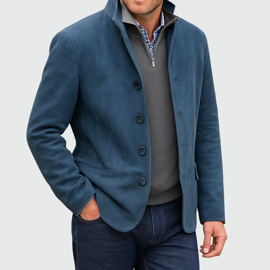 LAURENT MONACO | VESTE EN DAIM À BOUTONS POUR HOMMES