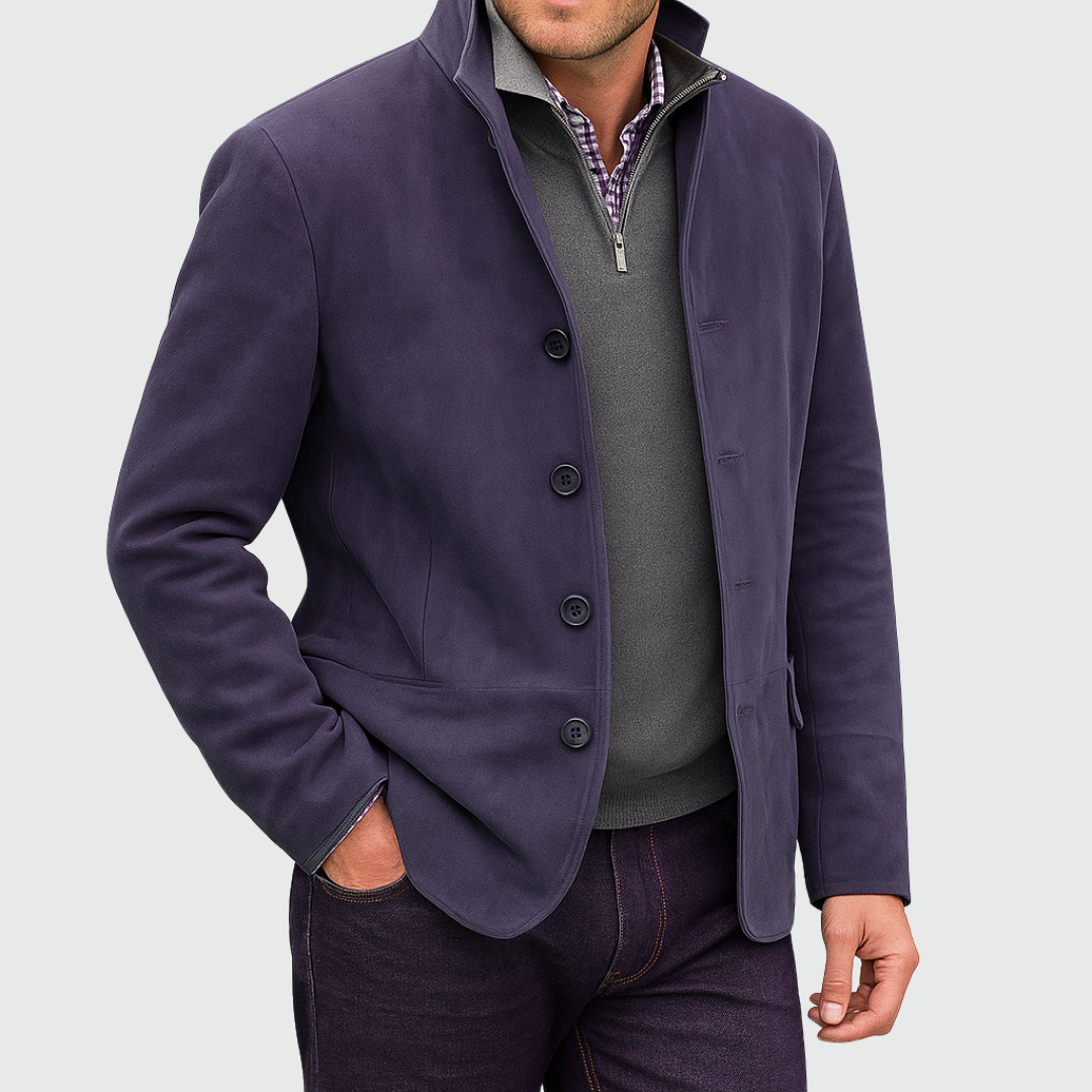 LAURENT MONACO | VESTE EN DAIM À BOUTONS POUR HOMMES