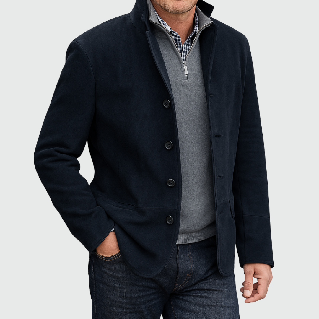 LAURENT MONACO | VESTE EN DAIM À BOUTONS POUR HOMMES
