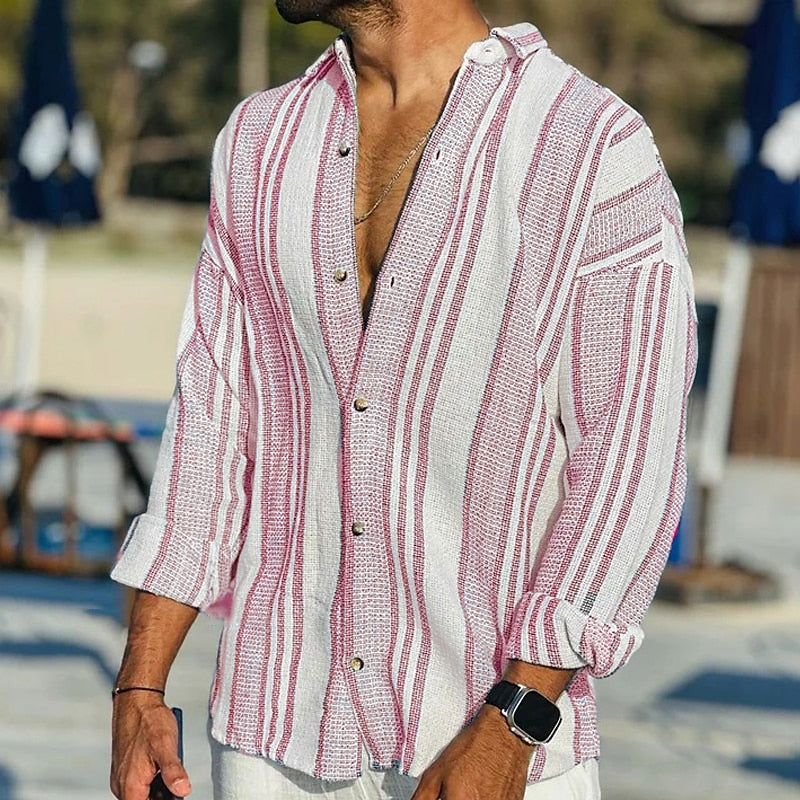 LAURENT MONACO | CHEMISE EN LIN RAYÉE POUR HOMMES