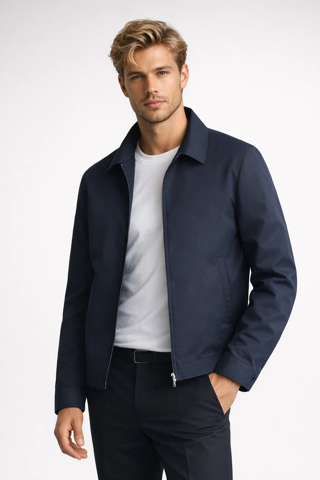 LAURENT MONACO | VESTE CLASSIQUE À FERMETURE ÉCLAIR POUR HOMMES