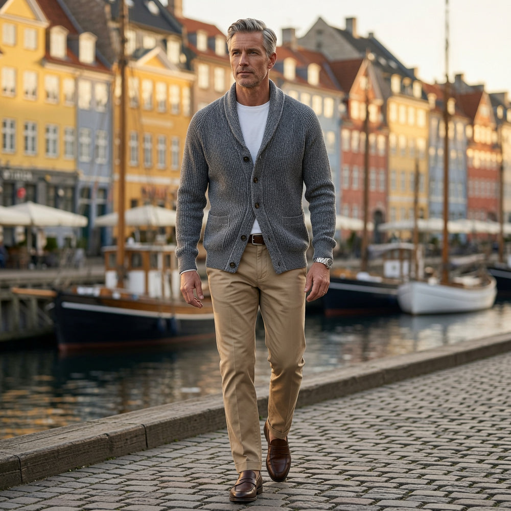 LAURENT MONACO | CARDIGAN À COL CHAL ET BOUTONS POUR HOMMES