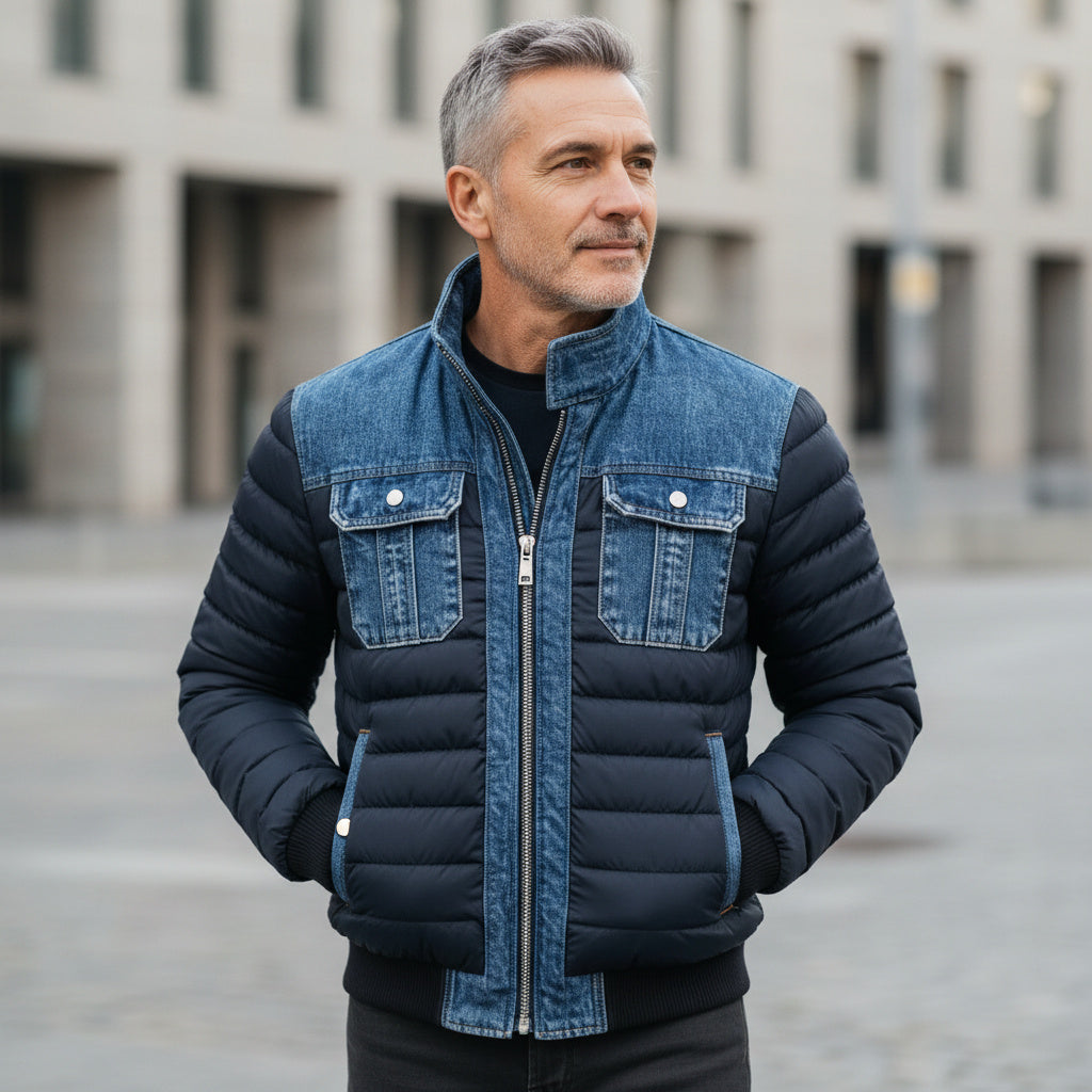 LAURENT MONACO | VESTE EN DENIM REMBOURRÉE HYBRIDE POUR HOMME