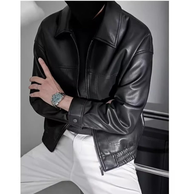 LAURENT MONACO | MANTEAU EN CUIR SYNTHÉTIQUE STRUCTURÉ POUR HOMMES
