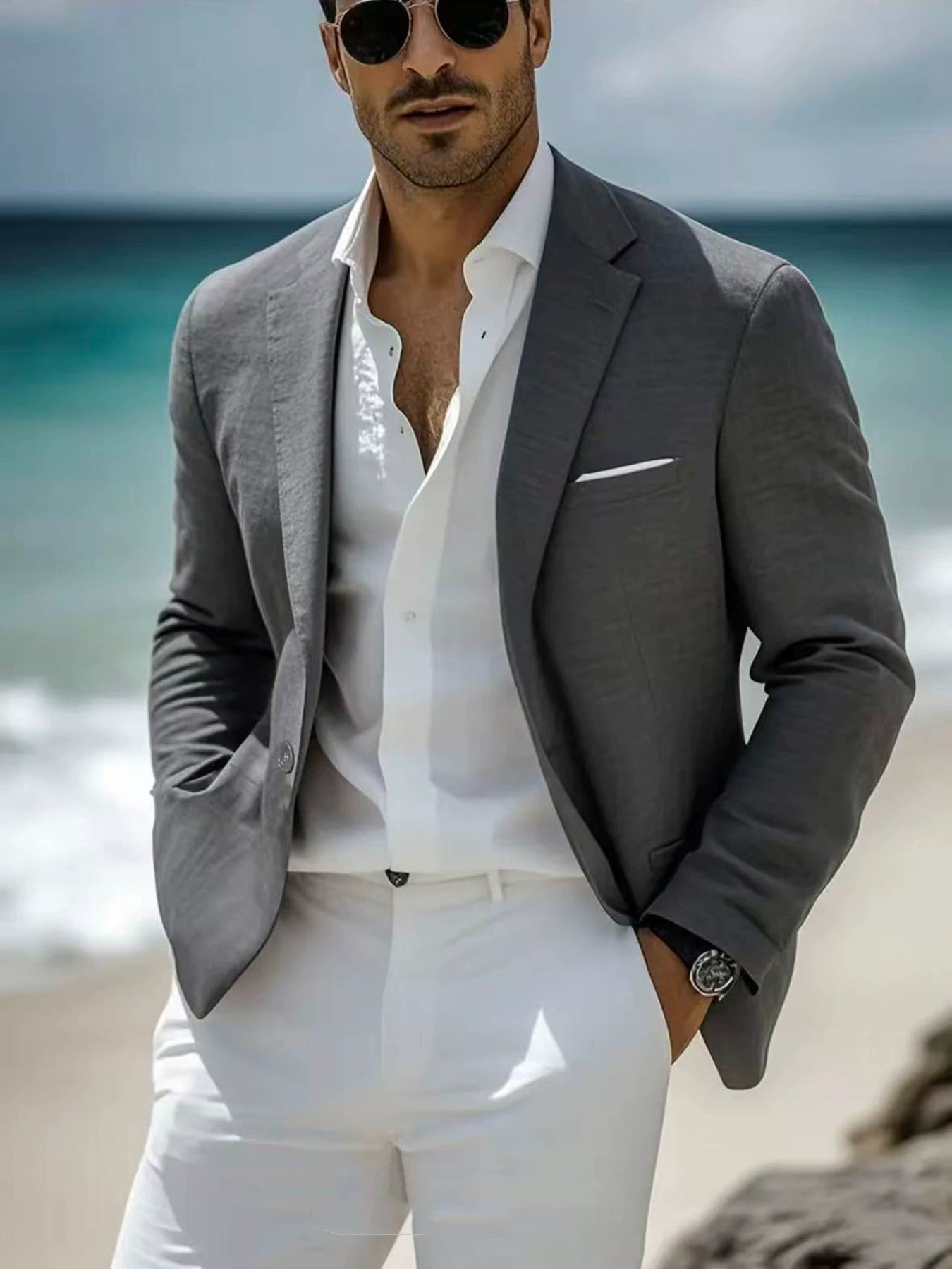 LAURENT MONACO | BLAZER À REVERS CLASSIQUE POUR HOMMES