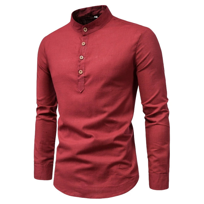LAURENT MONACO | CHEMISE À COL MONTANT ET DEMI-PATTE DE BOUTONNAGE POUR HOMMES