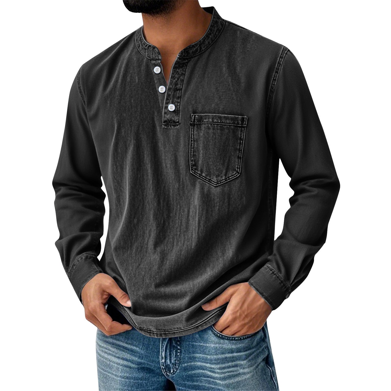 LAURENT MONACO | T-SHIRT TRADITIONNEL À MANCHES LONGUES POUR HOMMES