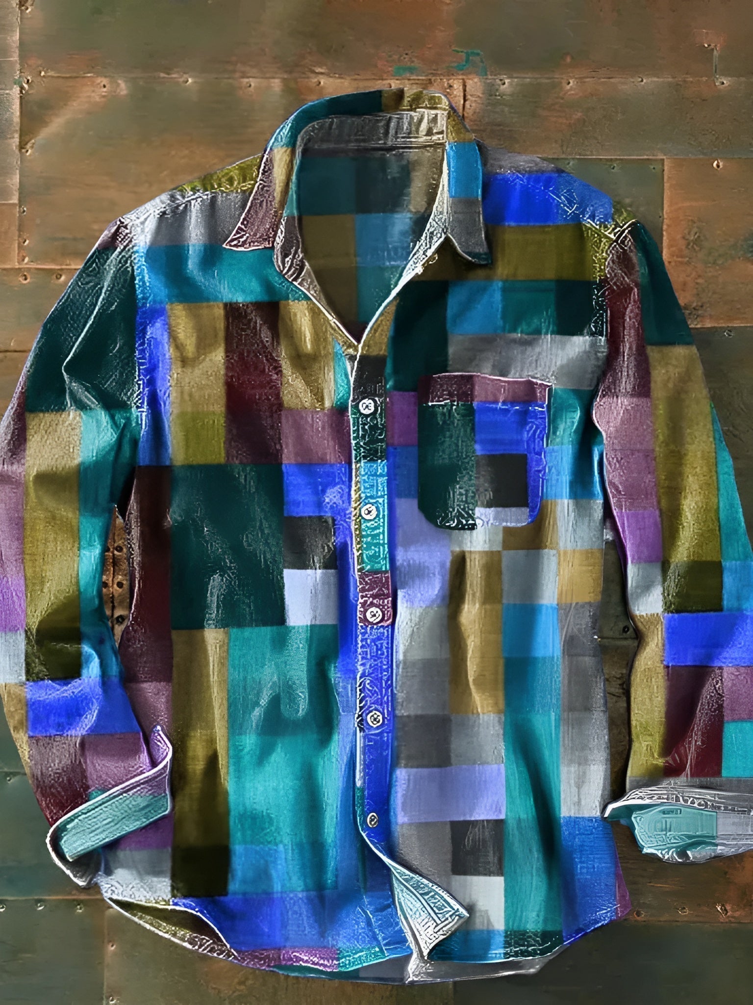 LAURENT MONACO | CHEMISE À MANCHES LONGUES PATCHWORK COLORBLOCK POUR HOMME
