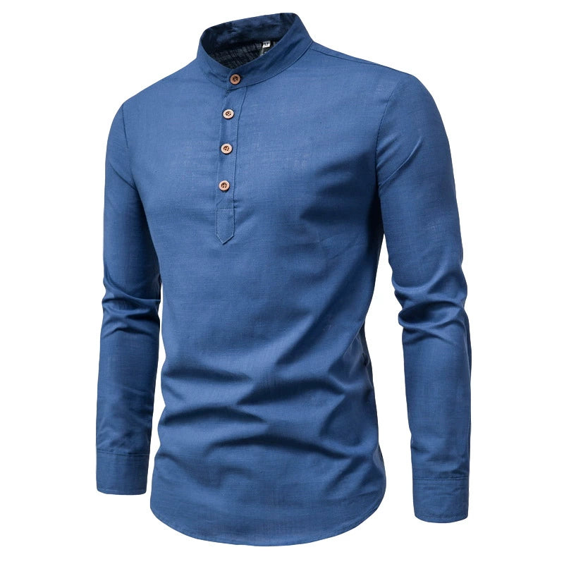 LAURENT MONACO | CHEMISE À COL MONTANT ET DEMI-PATTE DE BOUTONNAGE POUR HOMMES