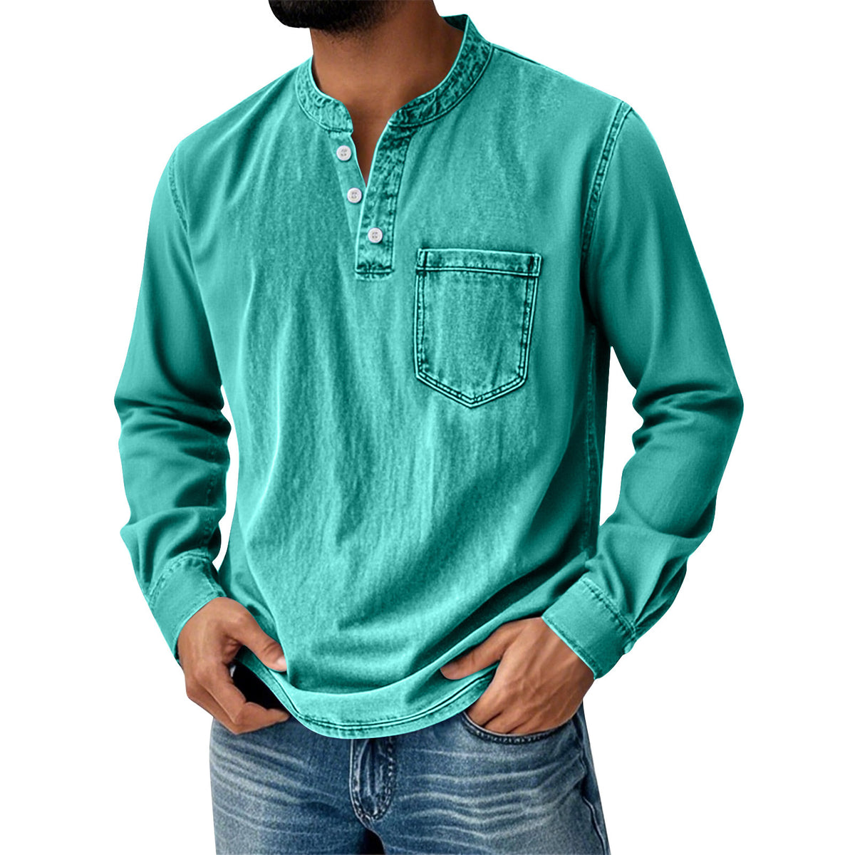 LAURENT MONACO | T-SHIRT TRADITIONNEL À MANCHES LONGUES POUR HOMMES