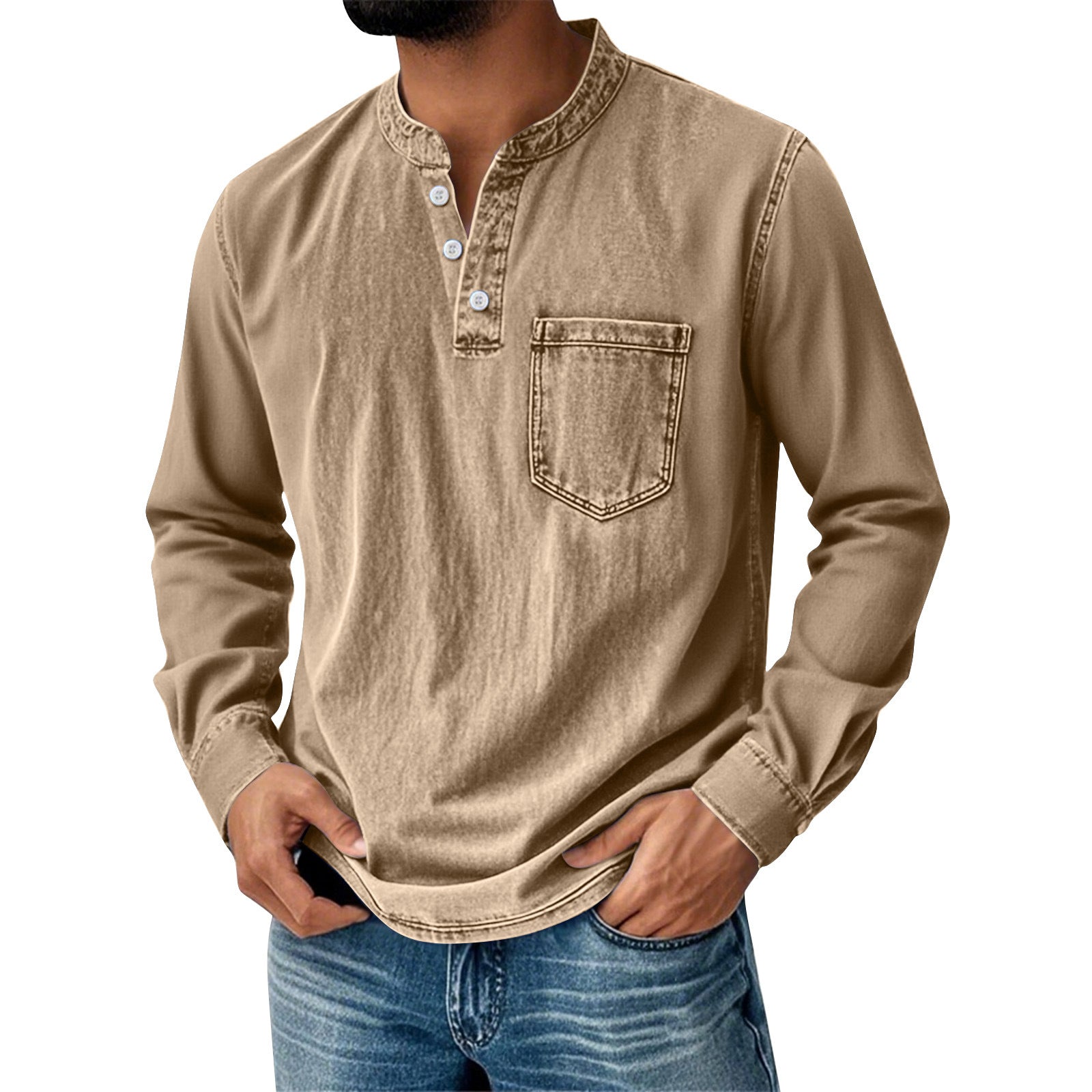 LAURENT MONACO | T-SHIRT TRADITIONNEL À MANCHES LONGUES POUR HOMMES